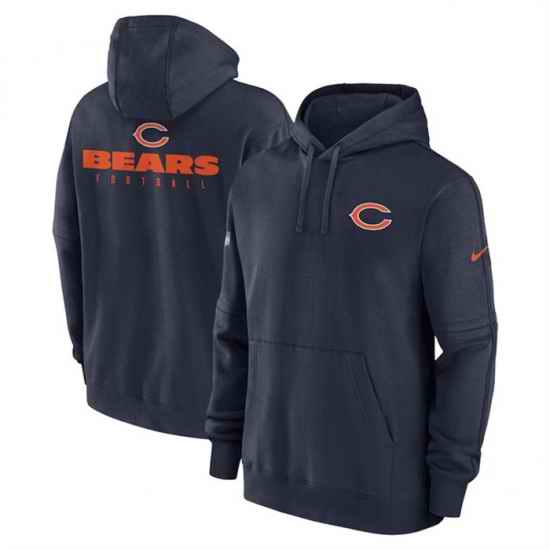 Men Chicago Bears Navy Sideline Club Fleece Pullover Hoodie